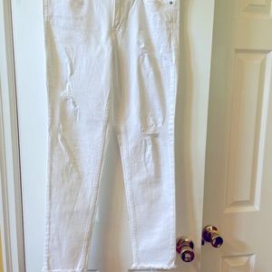 Calvin Klein White distressed jeans. Size 8.